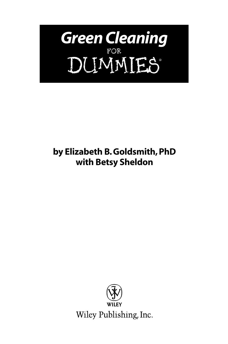 Green Cleaning For Dummies 1st Edition Elizabeth B Goldsmith