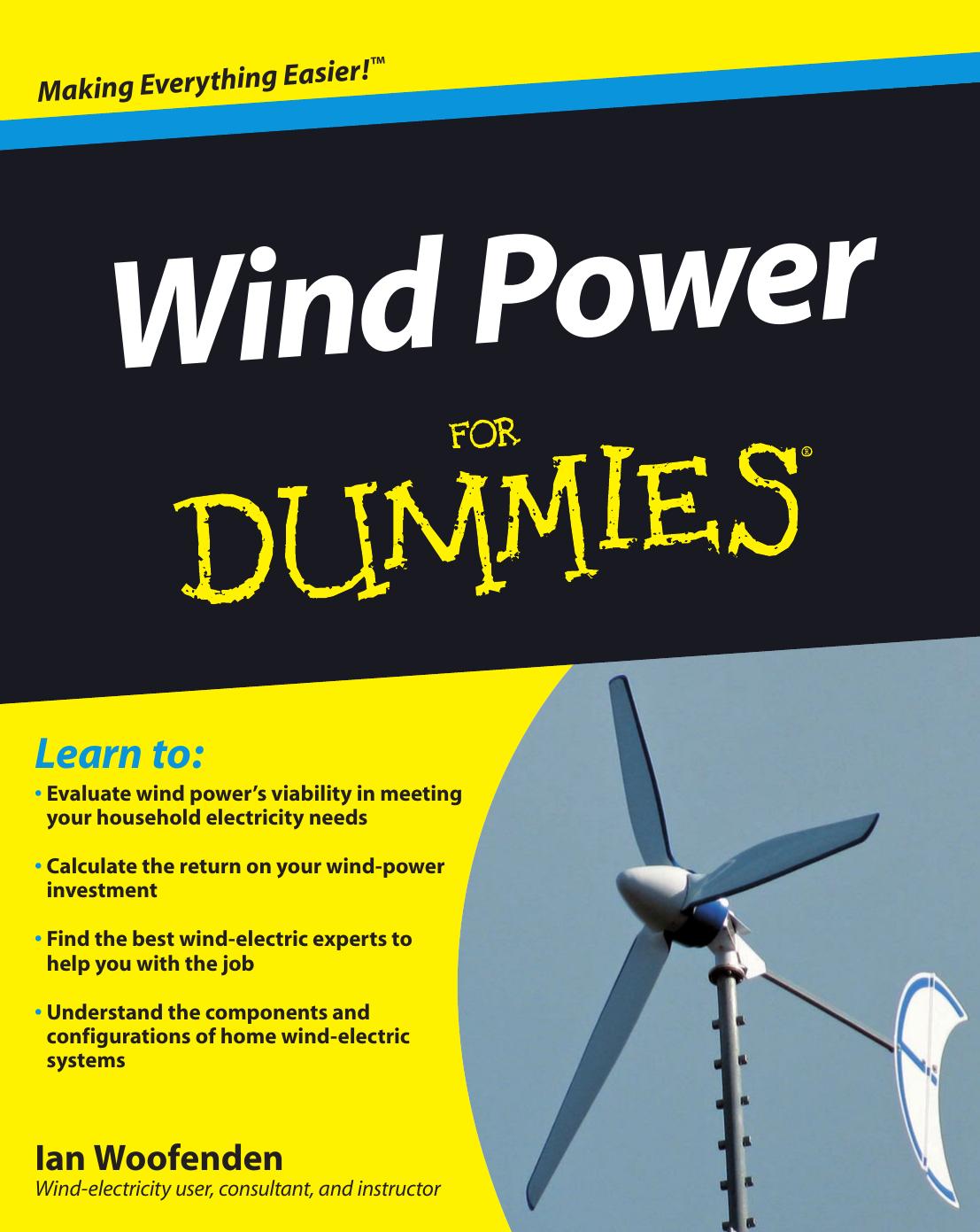 Wind Power For Dummies 1st Edition Woofenden Ian