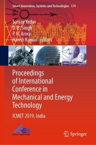 Proceedings Of International Conference In Mechanical And Energy Technology Icmet 2019 India 1st Ed Sanjay Yadav