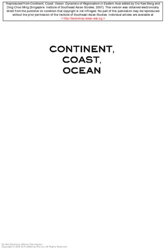 Continent Coast Ocean Dynamics Of Regionalism In Eastern Asia Kee Beng Ooi Choo Ming Ding