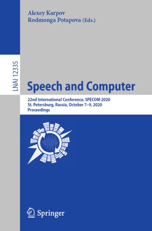 Speech And Computer 22nd International Conference Specom 2020 St Petersburg Russia October 79 2020 Proceedings 1st Ed Alexey Karpov