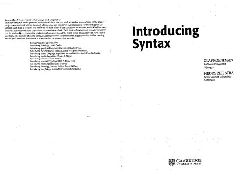 Introducing Syntax Olaf Koeneman Hedde Zeijlstra