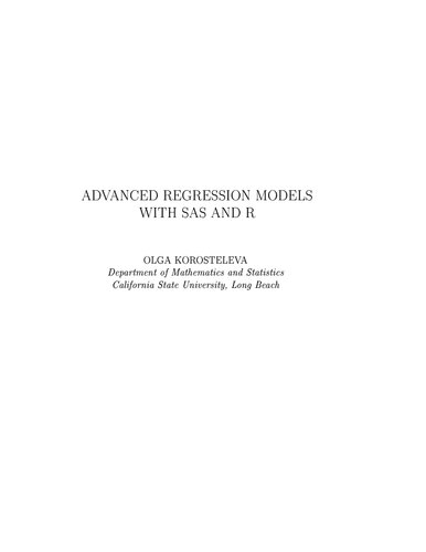 Advanced Regression Models With Sas And Rrevised 1st Edition Olga Korosteleva