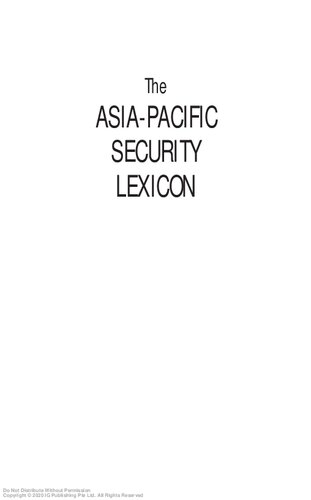 The Asiapacific Security Lexicon Updated 2 Ed David H Capie Paul M Evans