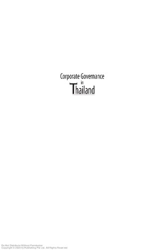 Corporate Governance In Thailand Sakulrat Montreevat