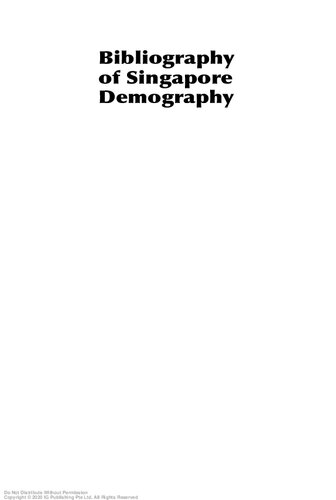 Bibliography Of Singapore Demography Sweehock Saw