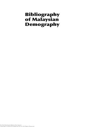 Bibliography Of Malaysian Demography Sweehock Saw