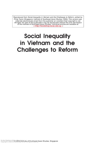 Social Inequality In Vietnam And The Challenges To Reform Philip Taylor Editor