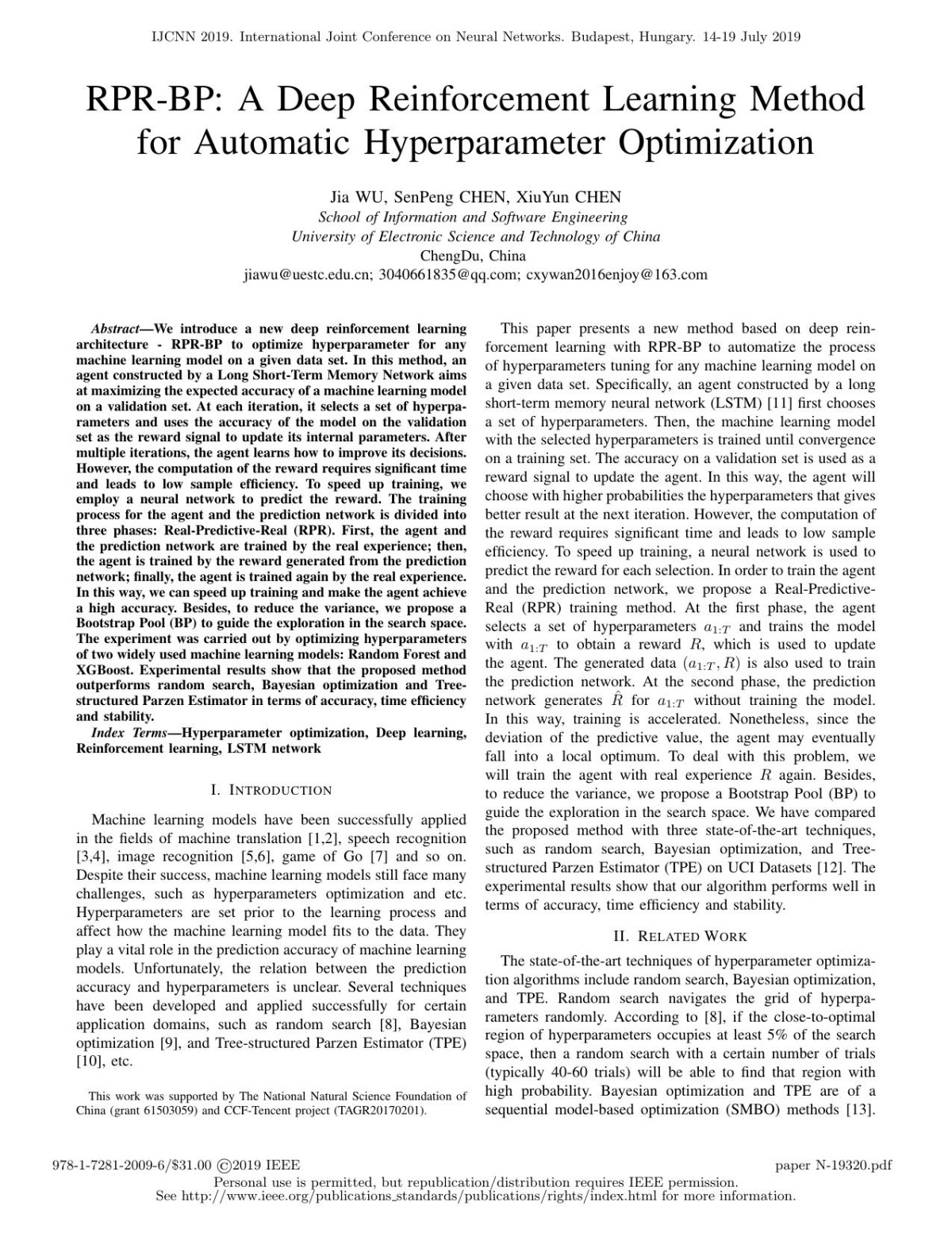 Rprbp A Deep Reinforcement Learning Method For Automatic Hyperparameter Optimization Jia Wu Senpeng Chen Xiuyun Chen