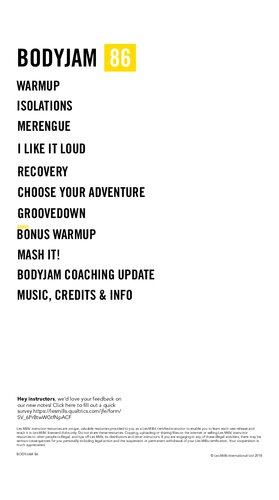 Lesmills Bodyjam Instructor Booklet Release 86 Like It Loud Gandalf Archer Mills