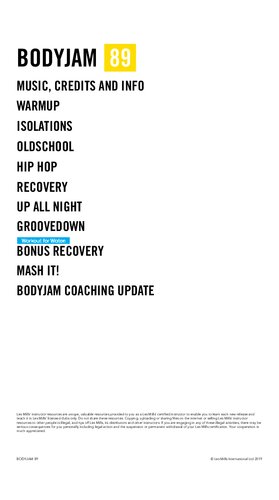 Lesmills Bodyjam Instructor Booklet Release 89 Up All Night Gandalf Archer Mills