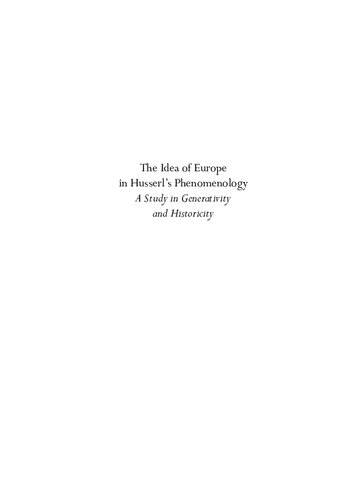 Husserl And The Idea Of Europe Timo Miettinen
