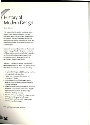 History Of Modern Design Second David Raizman