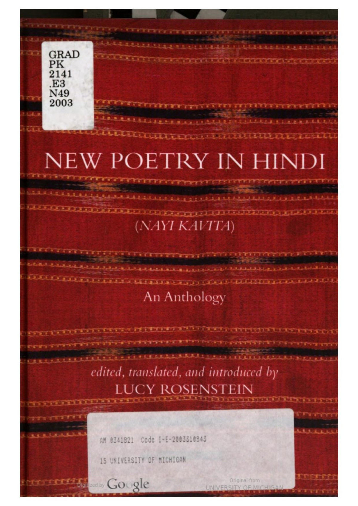 New Poetry In Hindi Nayi Kavita An Anthology Ludmila L Rosenstein