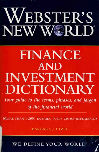 Websters New World Finance And Investment Dictionary Barbara Etzel