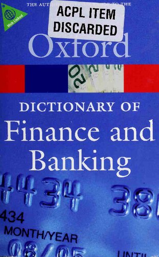 A Dictionary Of Finance And Banking 4 Jonathan Law Editor