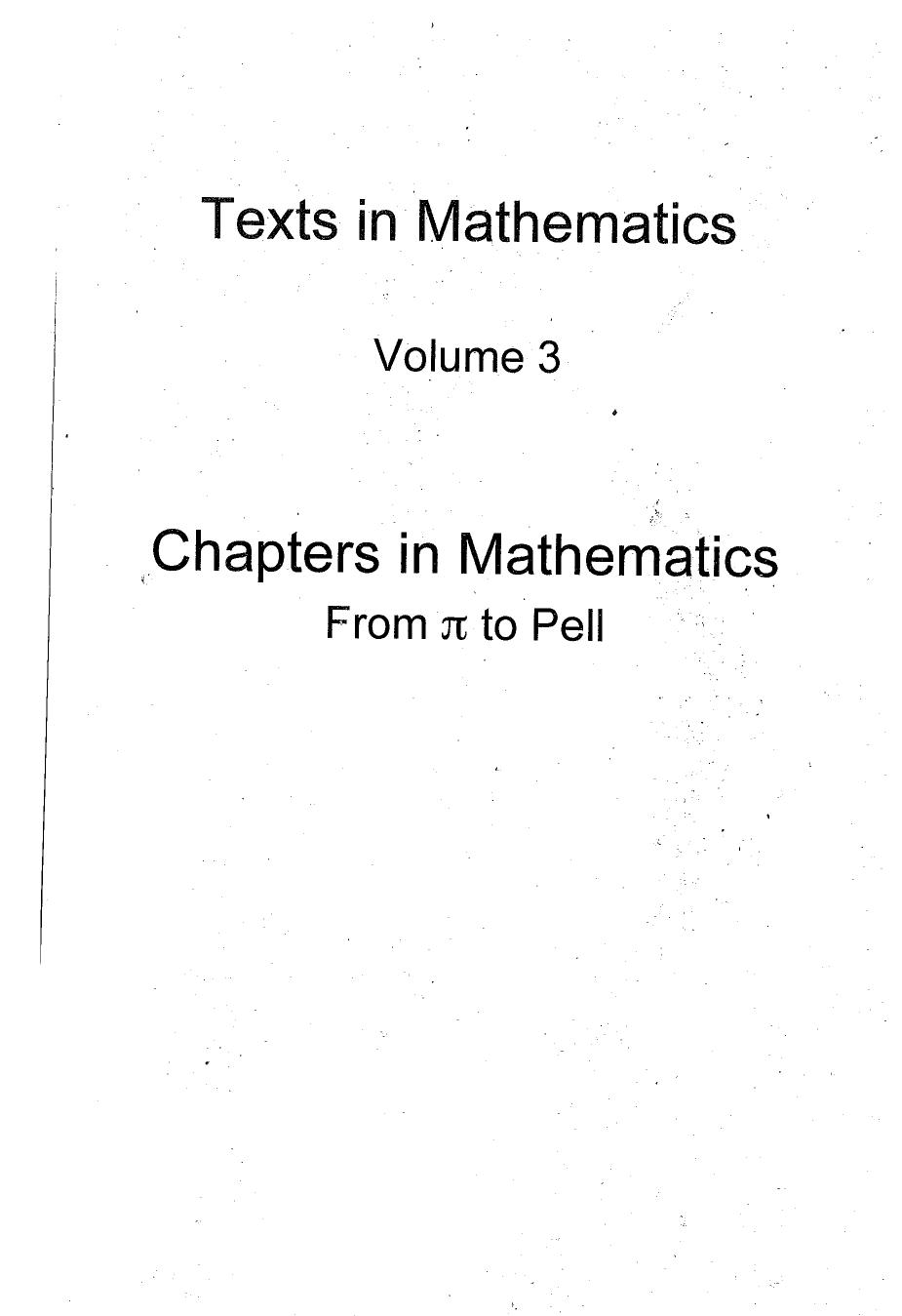 Chapters In Mathematics From Pi To Pell Craig Smorynski