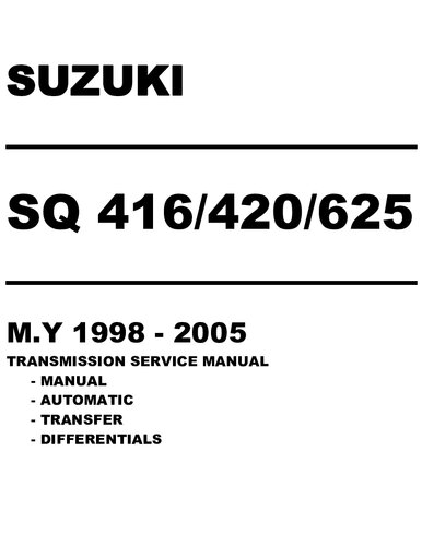 Full Service Manual Vitara 19982005 Transmission Service Manual Suzuki