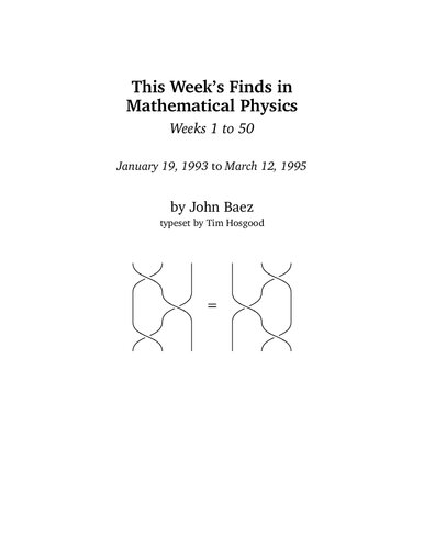 This Weeks Finds In Mathemtical Physics Articles 150 John Baez