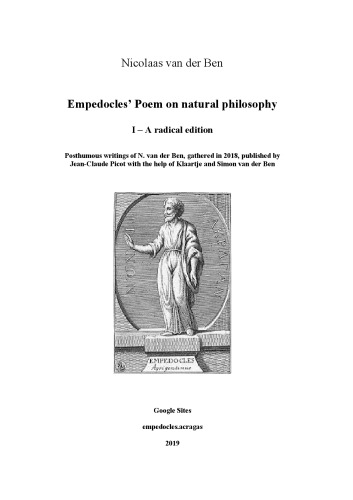Empedocles Poem On Natural Philosophy Nicolaas Van Der Ben