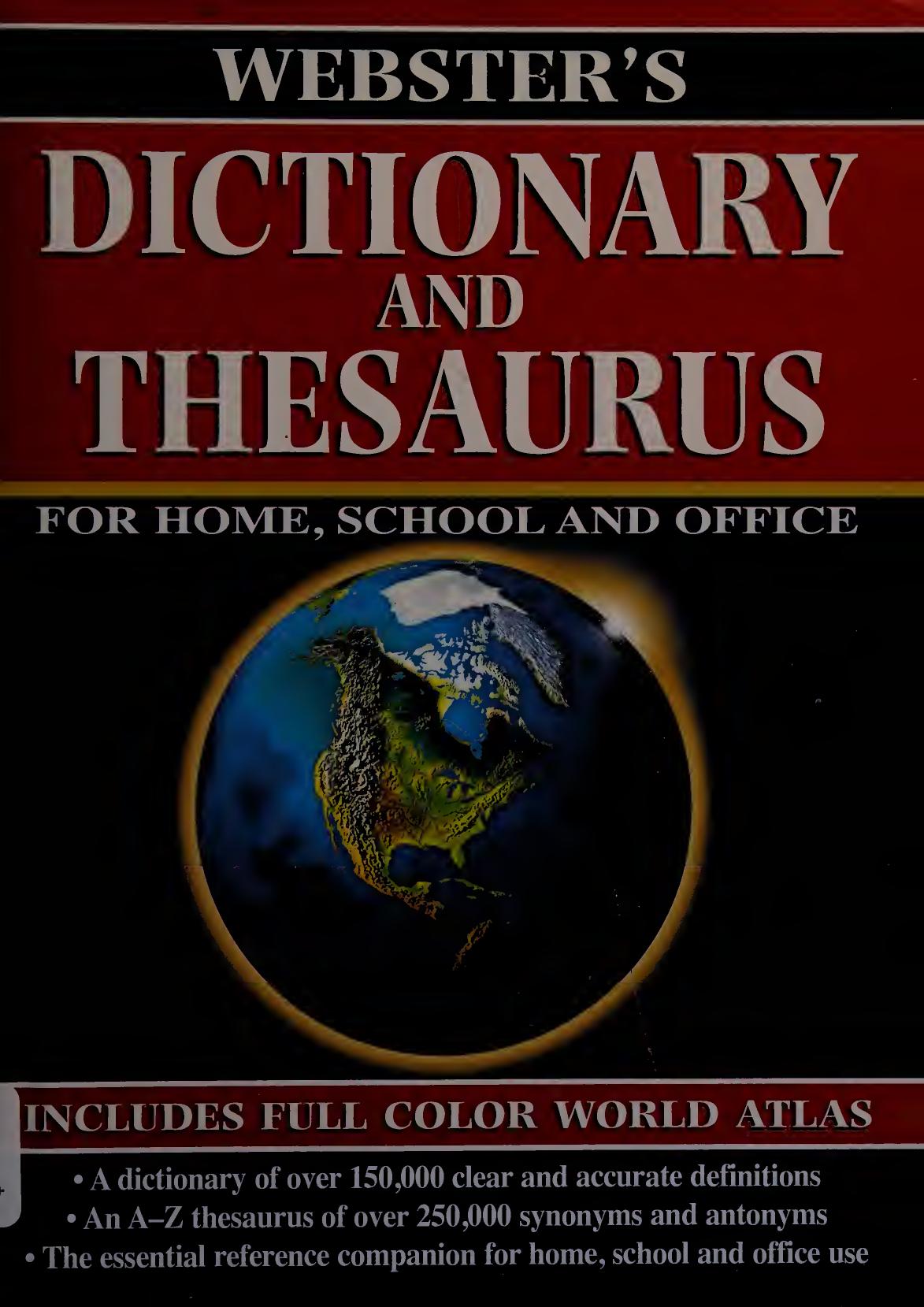 Websters Dictionary And Thesaurus With Color Atlas Webster