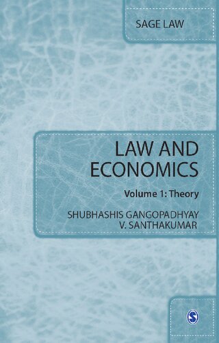Law And Economics Volume I Theory Volume Ii Practice Sage Law 1st Edition Shubhashis Gangopadhyay Editor