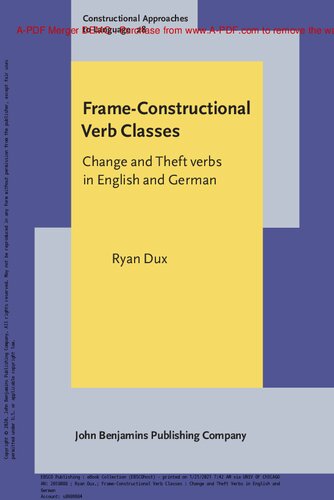 Frameconstructional Verb Classes Change And Theft Verbs In English And German Ryan Dux