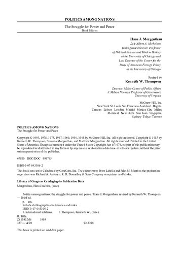 Politics Among Nations The Struggle For Power And Peace Brief Edition Hans Joachim Morgenthau Kenneth W Thompson