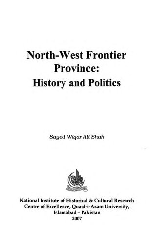 Northwest Frontier Province History And Politics Sayyid Vaqr Al Shh