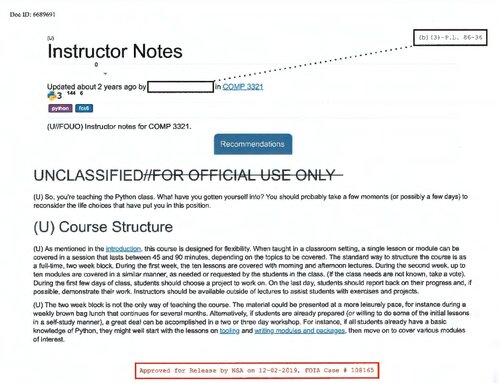Instructor Notes For Comp 3321 Python National Security Agency