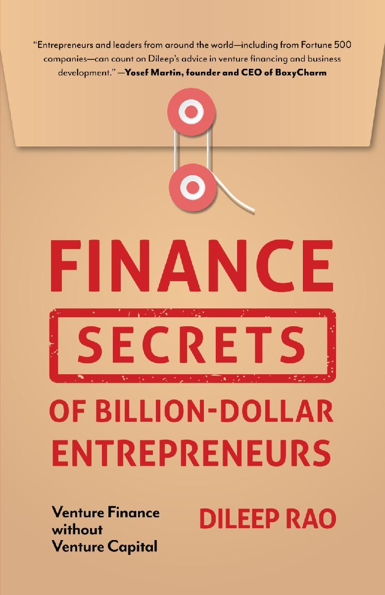 Finance Secrets Of Billiondollar Entrepreneurs Dileep Rao