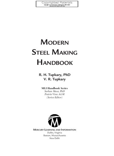 Modern Steel Making Handbook R H Tupkary And V R Tupkary