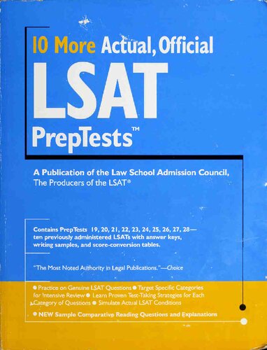 10 More Actual Official Lsat Preptests Preptests 1928 Lsat Series Reissue Law School Admission Council