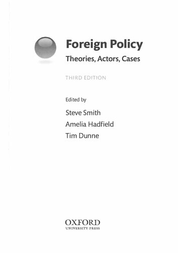 Foreign Policy Theories Actors Cases Steve Smith Amelia Hadfield