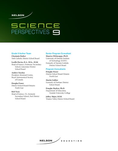 Science Perspectives 9 Charmain Barker Lucille Davies Andrew Fazekas