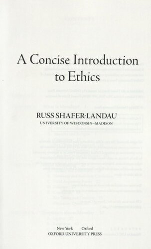 A Concise Introduction To Ethics Russ Shaferlandau
