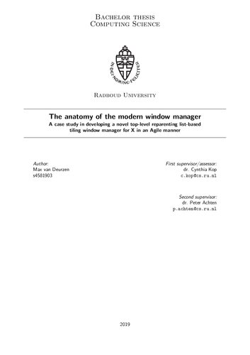 The Anatomy Of The Modern Window Manager 1st Edition Max Van Deurzen