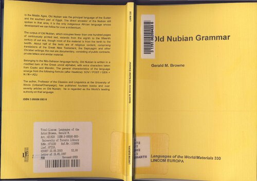 Old Nubian Grammar Languages Of The World Gerald M Browne