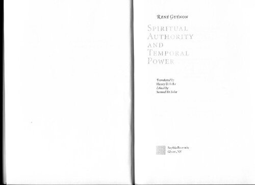 Spiritual Authority And Temporal Power Ren Gunon