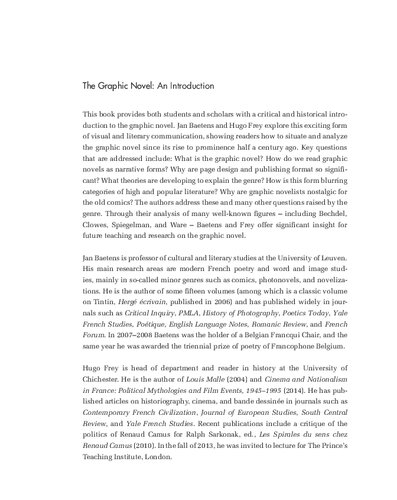 The Graphic Novel An Introduction Jan Baetens Hugo Frey