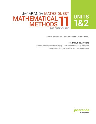 Jacaranda Maths Quest Units 12 Mathematical Methods 11 For Queensland 1st Edition Kahni Burrows Sue Michell Miles Ford Renee Gordon Shirley Sharpley Matthew Mack Libby Kempton Steven Morris Raymond Rozen Margaret Swale