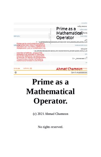Prime As A Mathematical Operator Ahmad Chamoun