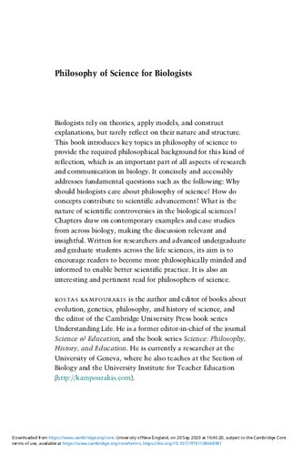 Philosophy Of Science For Biologists Kampourakis Uller Eds