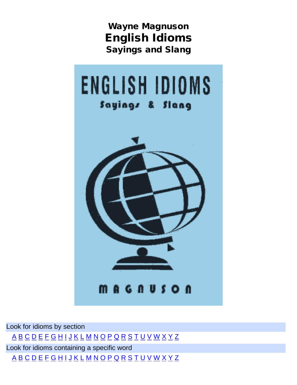 English Idioms Wayne Magnuson