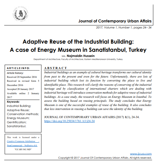 Adaptive Reuse Of The Industrial Building A Case Of Energy Museum In Sanatistanbul Turkey 1st Edition Ma Najmaldin Hussein Department Of Architecture