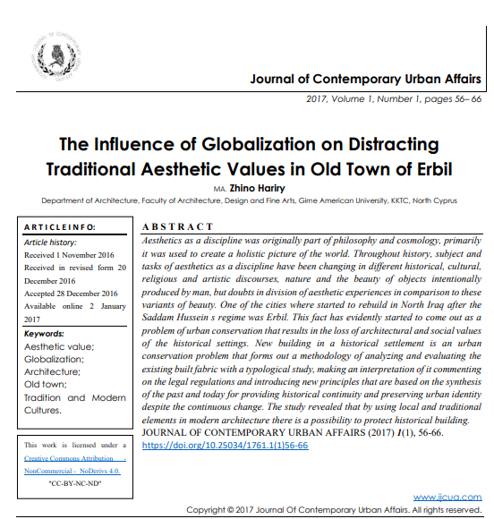 The Influence Of Globalization On Distracting Traditional Aesthetic Values In Old Town Of Erbil 1st Edition Ma Zhino Hariry Department Of Architecture