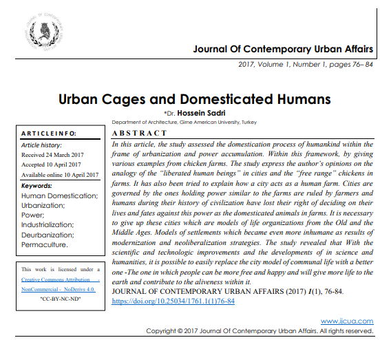 Urban Cages And Domesticated Humans 1st Edition Dr Hossein Sadri