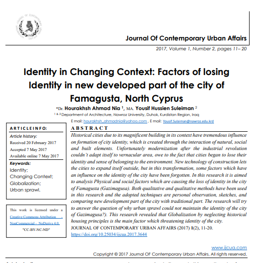 Identity In Changing Context Factors Of Losing Identity In New Developed Part Of The City Of Famagusta North Cyprus 2nd Edition Dr Hourakhsh Ahmad Nia
