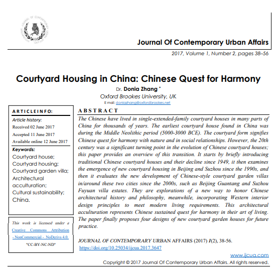 Courtyard Housing In China Chinese Quest For Harmony 2nd Edition Dr Donia Zhang Oxford Brookes University