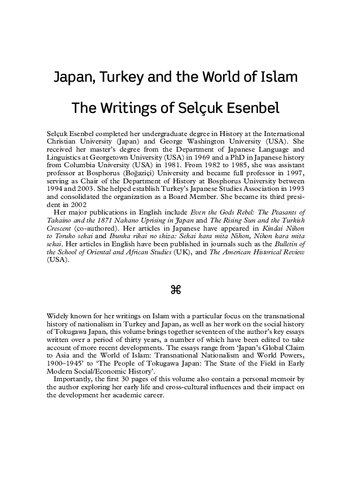 Japan Turkey And The World Of Islam The Writings Of Selcuk Esenbel Seluk Esenbel